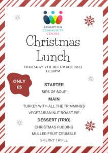 Brampton Christmas 2023 lunch menu