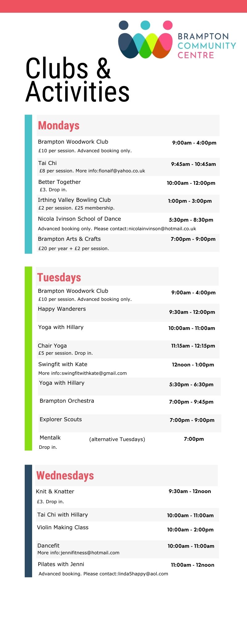 Regular Activities Brampton Community Centre